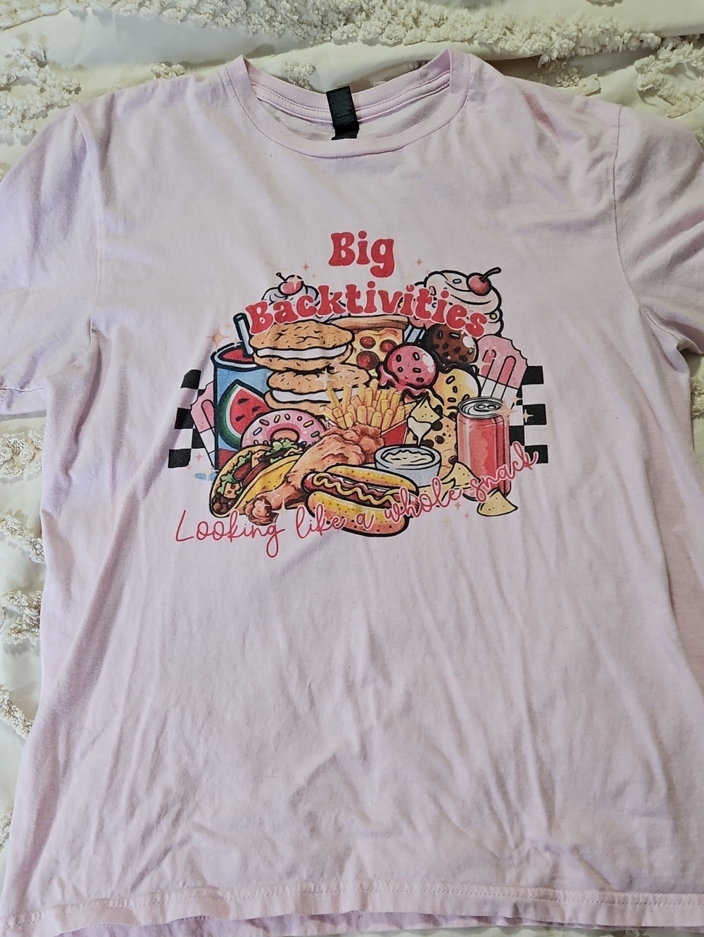 Gildan Light Pink 'Big Backtivities' Food Graphic Tee